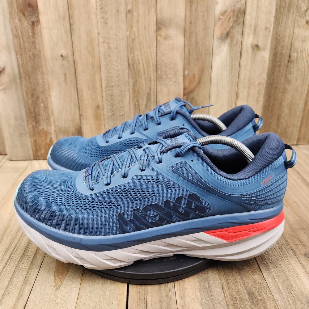 Hoka One One Bondi 7 Mens size 12.5 Blue Athletic Running Shoes
